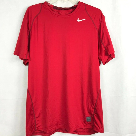Nike Pro T-Shirt Men XL Dri-Fit Mens Red Stretch Knit Mesh Back Fitted Athletic‎ - Picture 1 of 9